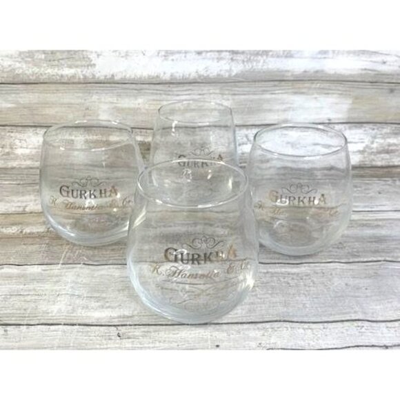 Gurkha 15 Oz Whiskey Glass Set Of 4 Clear Etched Tumblers - Picture 5 of 6